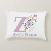 Initiaal en naam met Floral Design Accent Pillow Accent Kussen (Achterkant)
