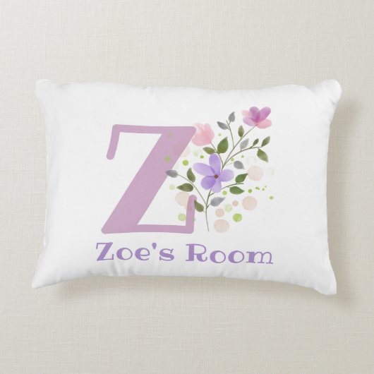 Initiaal en naam met Floral Design Accent Pillow Accent Kussen (Achterkant)