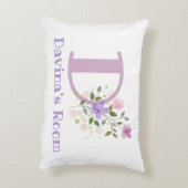 Initiaal en naam met Floral Design Accent Pillow Accent Kussen (Achterkant (Verticaal))