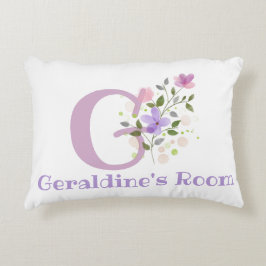 Initiaal en naam met Floral Design Accent Pillow Accent Kussen