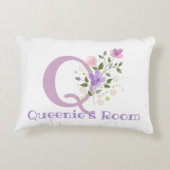 Initiaal en naam met Floral Design Accent Pillow Accent Kussen (Achterkant)