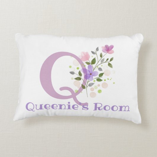 Initiaal en naam met Floral Design Accent Pillow Accent Kussen (Achterkant)