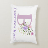 Initiaal en naam met Floral Design Accent Pillow Kussen (Achterkant (Verticaal))