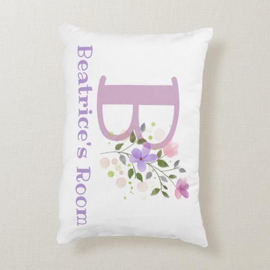 Initiaal en naam met Floral Design Accent Pillow Kussen (Achterkant (Verticaal))