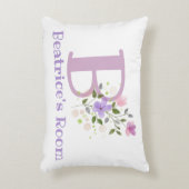 Initiaal en naam met Floral Design Accent Pillow Kussen (Voorkant(Verticaal))