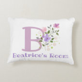 Initiaal en naam met Floral Design Accent Pillow Kussen (Achterkant)