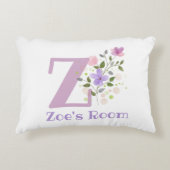 Initiaal en naam met Floral Design Accent Pillow Kussen (Voorkant)