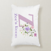 Initiaal en naam met Floral Design Accent Pillow Kussen (Voorkant(Verticaal))