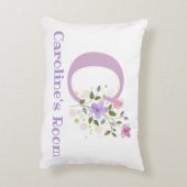 Initiaal en naam met Floral Design Accent Pillow Kussen (Achterkant (Verticaal))
