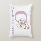 Initiaal en naam met Floral Design Accent Pillow Kussen (Voorkant(Verticaal))