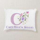 Initiaal en naam met Floral Design Accent Pillow Kussen (Achterkant)