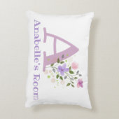 Initiaal en naam met Floral Design Accent Pillow Kussen (Achterkant (Verticaal))