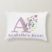 Initiaal en naam met Floral Design Accent Pillow Kussen (Achterkant)