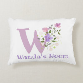 Initiaal en naam met Floral Design Accent Pillow Kussen