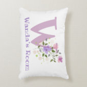 Initiaal en naam met Floral Design Accent Pillow Kussen (Voorkant(Verticaal))
