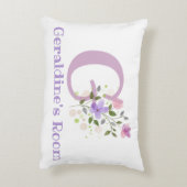 Initiaal en naam met Floral Design Accent Pillow Kussen (Achterkant (Verticaal))