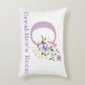 Initiaal en naam met Floral Design Accent Pillow Kussen (Voorkant(Verticaal))