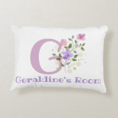 Initiaal en naam met Floral Design Accent Pillow Kussen (Achterkant)