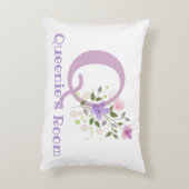 Initiaal en naam met Floral Design Accent Pillow Kussen (Achterkant (Verticaal))