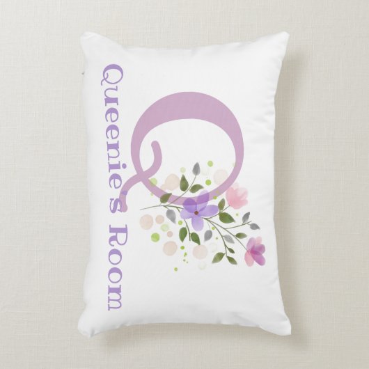 Initiaal en naam met Floral Design Accent Pillow Kussen (Voorkant(Verticaal))