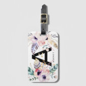 Initiaal en naam Waterverf Boho Bagagelabel (Voorkant (verticaal))