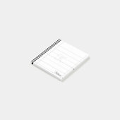 Initiaal en naam zwart/wit, eenvoudig strippatroon post-it® notes (Schuin)