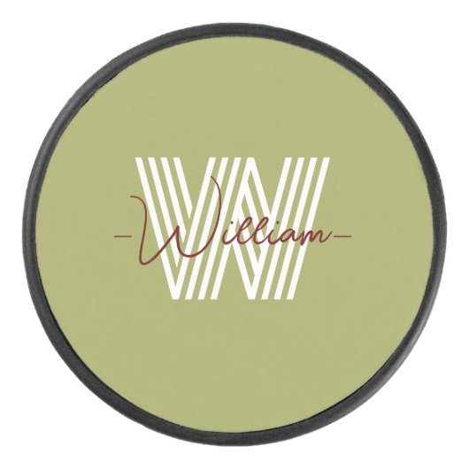 Initiaal en script, monogrammen verjaardagsolijf hockey puck (Voorkant)