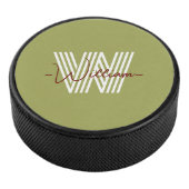 Initiaal en script, monogrammen verjaardagsolijf hockey puck (3/4)