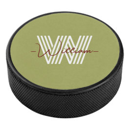 Initiaal en script, monogrammen verjaardagsolijf hockey puck