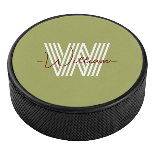 Initiaal en script, monogrammen verjaardagsolijf hockey puck (3/4)