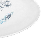Initiaal "F" Blauw Monogram Kalme Bloemen Snijplank (Hoek)