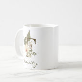 Initiaal F Boho Floral Orchid Greenery Koffiemok (Voorkant links)