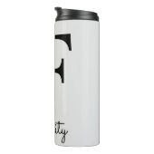 Initiaal F Monogram Roze Boho Girly Floral Thermosbeker (Geroteerd rechts)