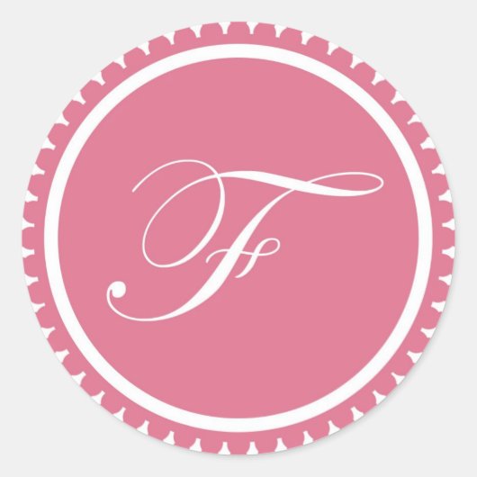 Initiaal F-prinses roze monogram bevoordeling Ronde Sticker (Voorkant)