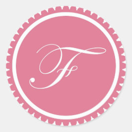 Initiaal F-prinses roze monogram bevoordeling Ronde Sticker