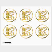 Initiaal F Ronde Sticker in goud (Vel)