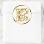 Initiaal F Ronde Sticker in goud (Tas)