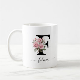 Initiaal F Rozen Bloemen Monogram Naam Koffiemok