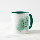 Initiaal F Waterverf Monogram Groen Botanisch Mok (Voorkant rechts)