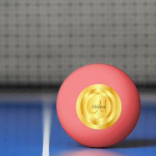 Initiaal Faux Gold Modern Monogram Sjabloon Roze Pingpongbal