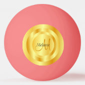 Initiaal Faux Gold Modern Monogram Sjabloon Roze Pingpongbal (Voorkant)