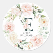Initiaal florale letter E florale lijst Ronde Sticker (Voorkant)