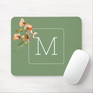 Initiaal florale met sage-groen Elegant Muismat