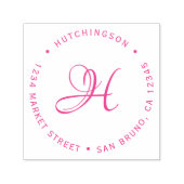 Initiaal Fuchsia Monogram Script Return Address Zelfinktende Stempel (Design)