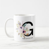 Initiaal "G" Alfabet Mok Monogram Boho Waterverf (Links)