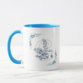 Initiaal "G" Blauw Monogram Kalme Bloemenkoffie Mok (Links)