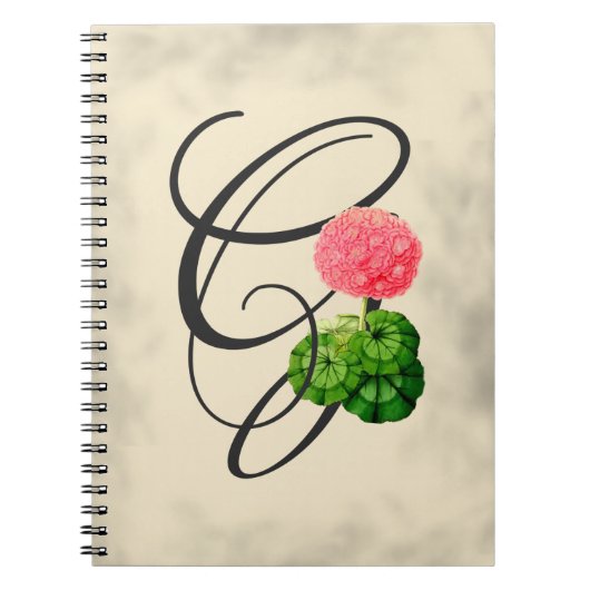 Initiaal G, geraniumNotitieboek Notitieboek (Voorkant)