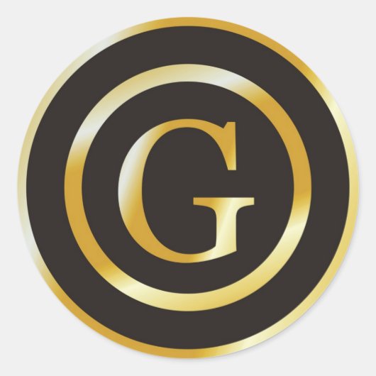 Initiaal G Gold Monogram Bruiloft Stickers (Voorkant)