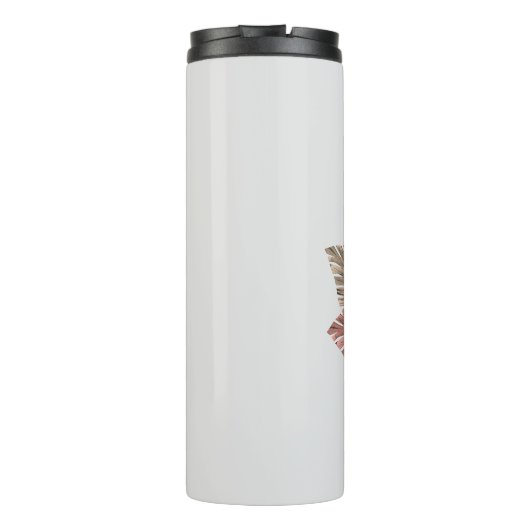 Initiaal G Monogram Roze Boho Floral Thermosbeker (Achterkant)