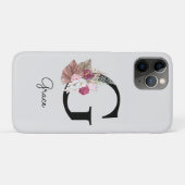 Initiaal G Monogram Roze Boho Girly Floral Case-Mate iPhone Case (Achterkant (horizontaal))